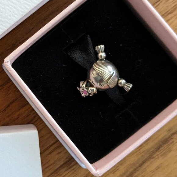 NIB Pandora Sterling Silver Little Girl Teddy Bear Charm Pink Heart Moments - Picture 1 of 10
